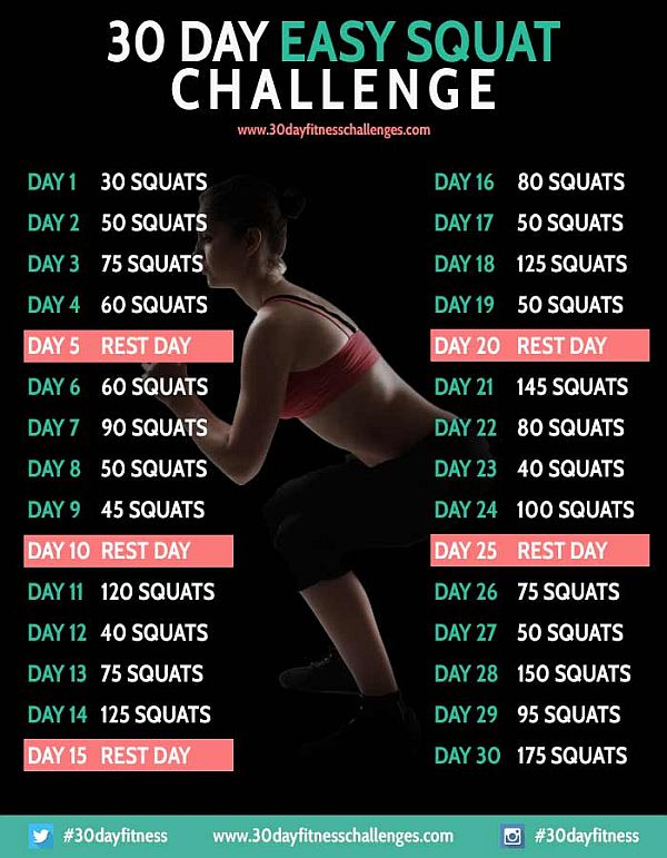 30 Day Squat Challenge Schedule Printable